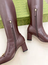 Guc** 2025 autumn and winter new VIP1:1 classic horsebit buckle thick heel elastic boots