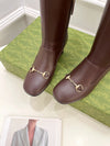 Guc** 2025 autumn and winter new VIP1:1 classic horsebit buckle thick heel elastic boots