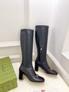 Guc** 2025 autumn and winter new VIP1:1 classic horsebit buckle thick heel elastic boots