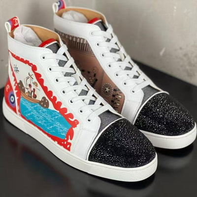 Christia* Loubouti* Men's Red Sole High Top Shoes