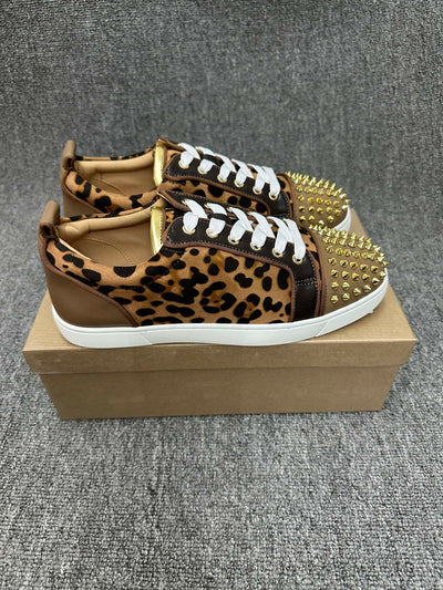 Christia* Loubouti* Men's Red Sole Shoes Leopard Print