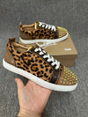 Christia* Loubouti* Men's Red Sole Shoes Leopard Print