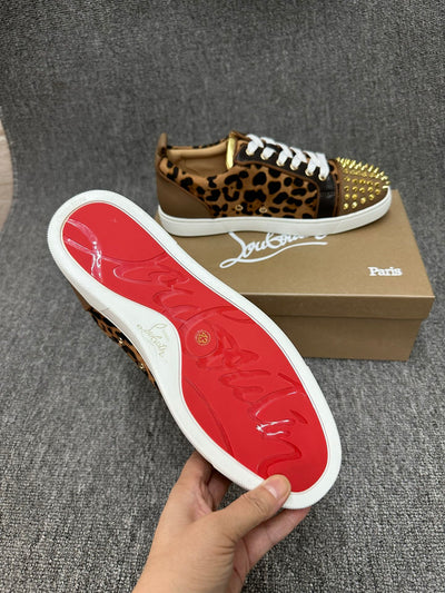 Christia* Loubouti* Men's Red Sole Shoes Leopard Print