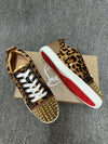 Christia* Loubouti* Men's Red Sole Shoes Leopard Print