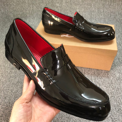 Christia* Loubouti* Black Men's Leather Shoes