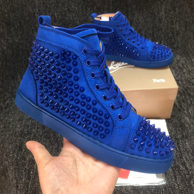 Christia* Loubouti* Blue Men's High Top Shoes New