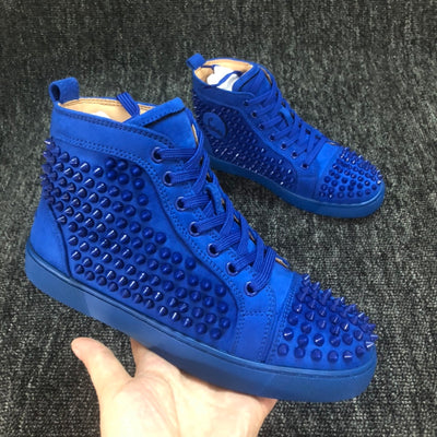 Christia* Loubouti* Blue Men's High Top Shoes New