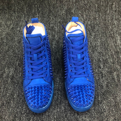 Christia* Loubouti* Blue Men's High Top Shoes New